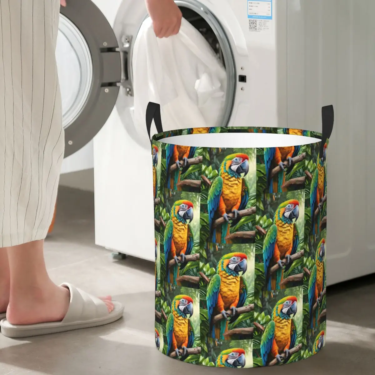 

Cute Macaw Parrots Foldable Laundry Baskets Dirty Clothes Sundries Storage Basket Home Organizer Box