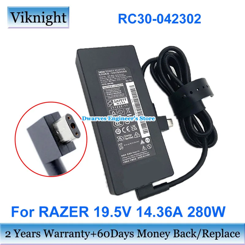 Slim Genuine 19.5V 14.36A 280W AC Adapter RC30-042302 Charger For RAZER Gaming BLADE GAN BLADE 17/I9-12900H/3070 TI Power Supply