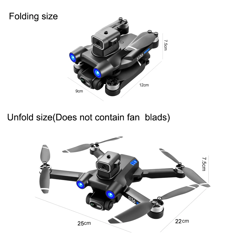 S136 Drone HD Professional Dual ESC Camera GPS Optical Flow Positioning Obstacle Avoidance Brushless RC Foldable Quadcopter