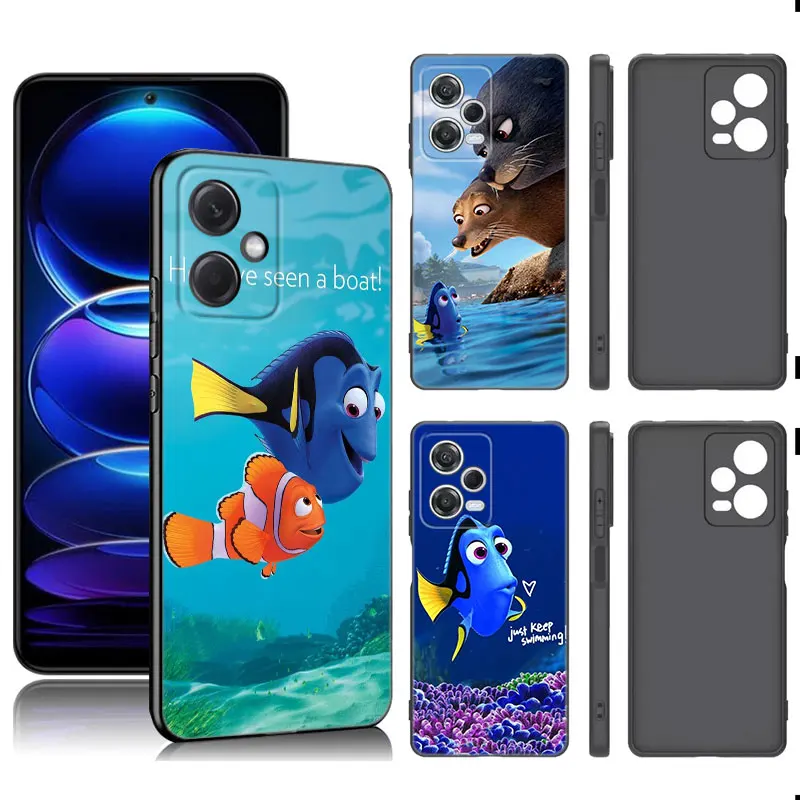 Finding Nemo Dory Black Silicone Phone Case For Xiaomi Redmi Note 9 10 11 11S 11T 12 13 Pro 5G Plus 9S 10S 12S