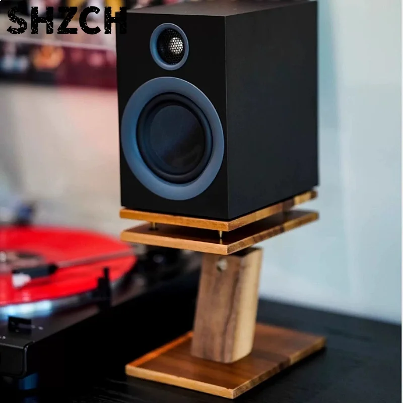 Solid Wood Height Adjustable Desktop Speaker Stand HIFI Monitor Rack Anti-vibration Audio Bracket