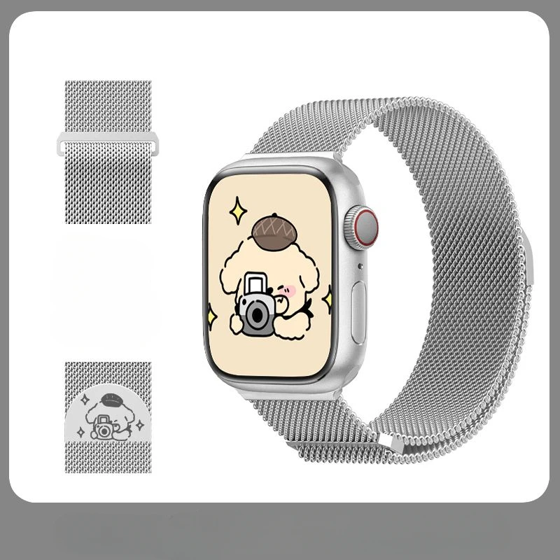 Cartoon Pom Pom Purin Metal Strap For iWatch Band 44mm 45mm 49mm 40mm 41mm 42mm 44mm bracelet iWatch series 9 8 7 se 5 6 Ultra 2