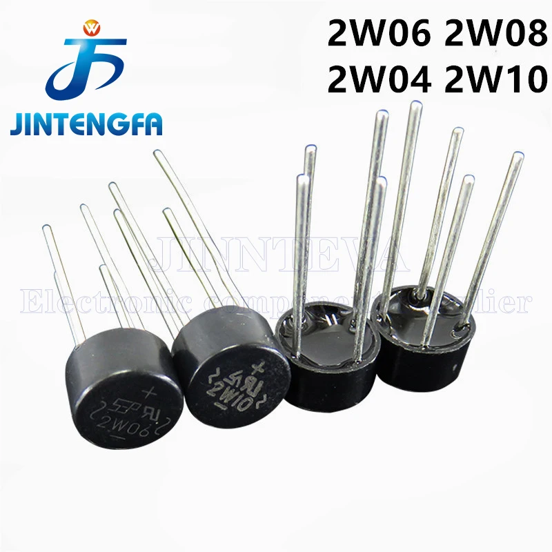 다이오드 브리지 정류기 원형, DIP 4 핀, 2A, 1000V, 1KV, 10 개, 2W10, 2W08, 2W06, 2W04