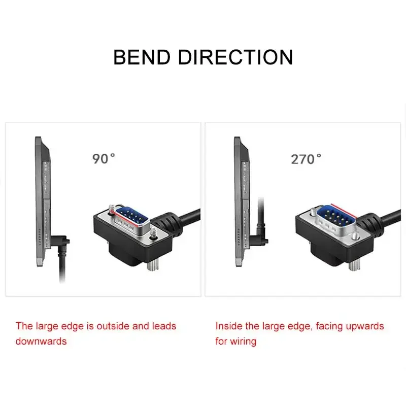 Famele Male DB9 Elbow Head Extension Cable RS232 Connectors Cable RS232 DB9P Serial Coupler Signal Wire 9pin COM Data Cable