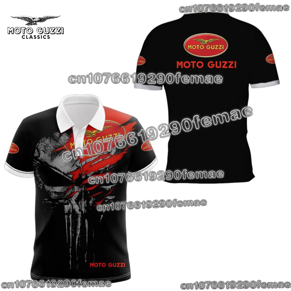 

Летняя хитовая футболка-поло Moto Guzzi для езды на мотоцикле, повседневная уличная мода, стильная, удобная, для езды на мотоцикле, повседневный топ