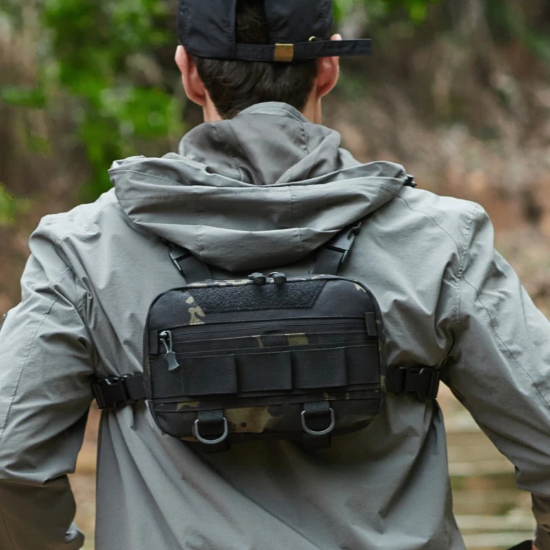 Bolsa de pecho para hombre, chaleco táctico de pesca, mochila de viaje impermeable Molle de nailon, mochilas de Camping, aparejo al aire libre, riñonera