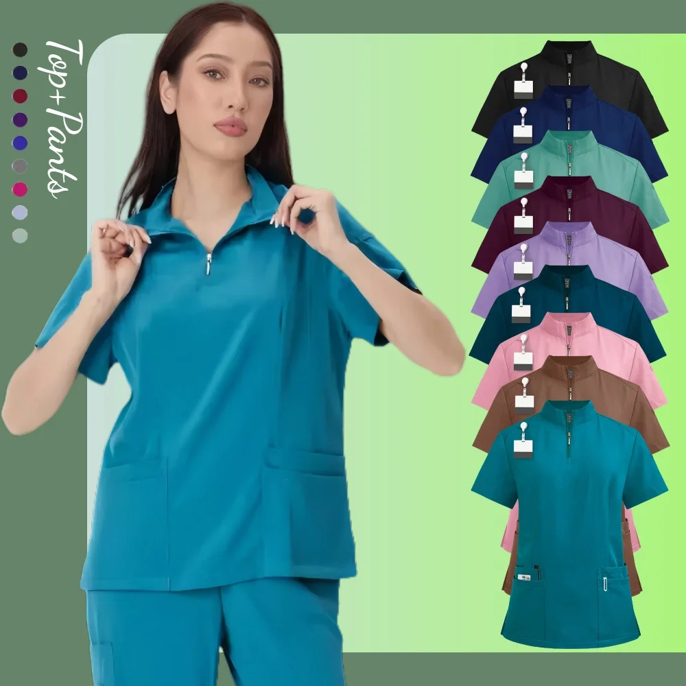 

Classic New Nurse Scrubs Set Men Nurse Accessories Medical Uniform Surgical Dental Clinical Top Pants Lab Workwear Clothes