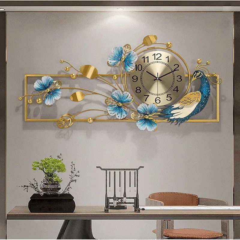 Creative Peacock Wall Clocks Luxury Aesthetic Large Modern Wall Watch Design Chinese Fashion Reloj De Pared Home Decoration