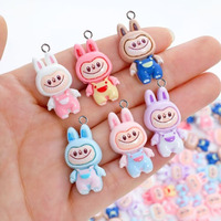 10pcs Cartoon overalls rabbit Charming Pendant DIY Accessories for Jewelry Making Enamel Necklace Bracelet Phone Resin Pendant
