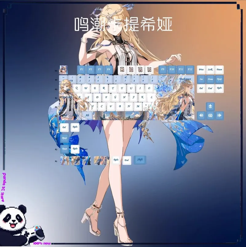 Wuthering Waves Cartethyia Anime Game Keycaps PBT Side Engraved Customized Mechanical Keyboard Accessories 87 Keys Wooting