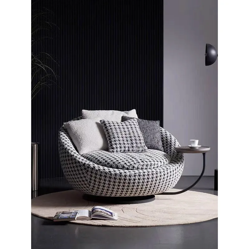 Modern minimalist round single sofa Italian light luxury rotating designer balcony household personality