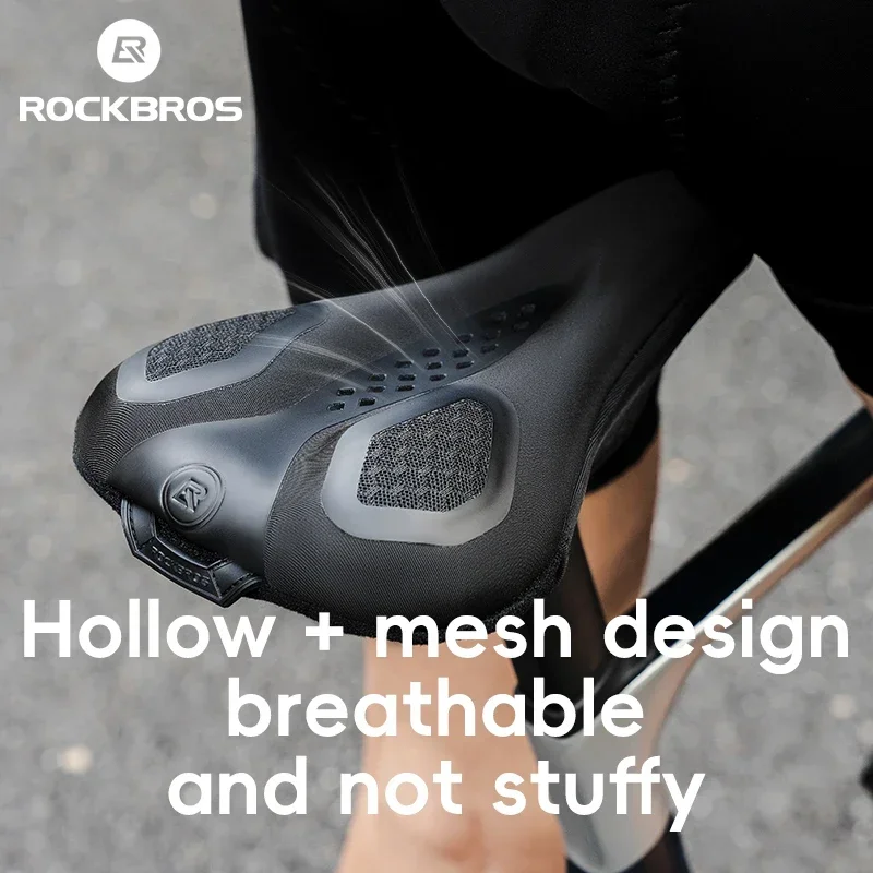 ROCKBROS Bike Seat Cover Padded Breathable Rebound Silicone+Memory cotton Non-slip Bicycle Seat Cushion With Rain Cover