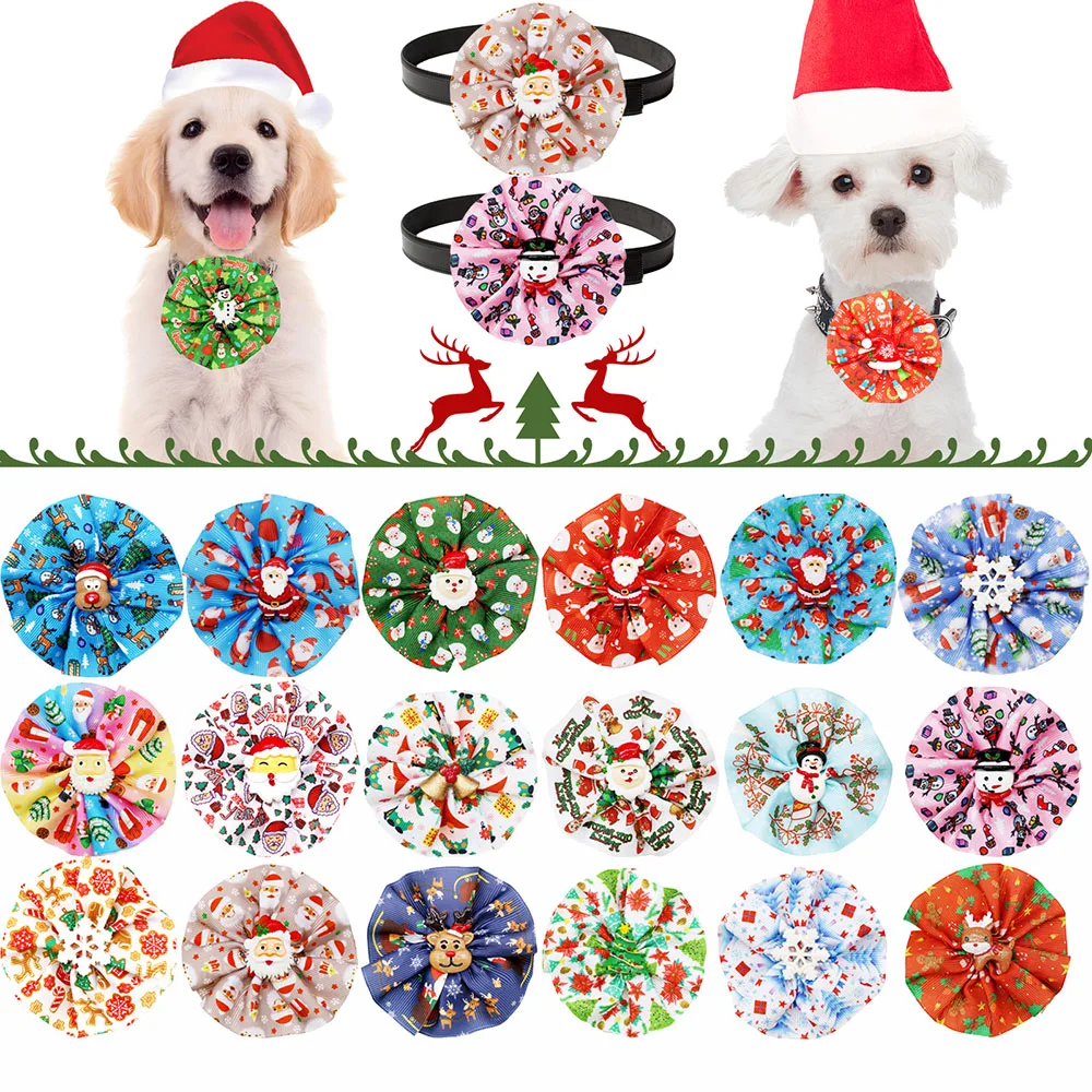 10/30/50PCS Wholesale Bowties For Dogs Movable Dog Bow Ties Collars With Elastic Bands Pet Dog Grooming Accessories Puppy Bows