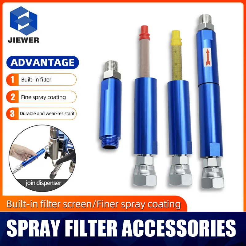 Blue Airless Spray Machine Filter With Two Connector Joint Adapters Airless Paint Spray Gun Accessories