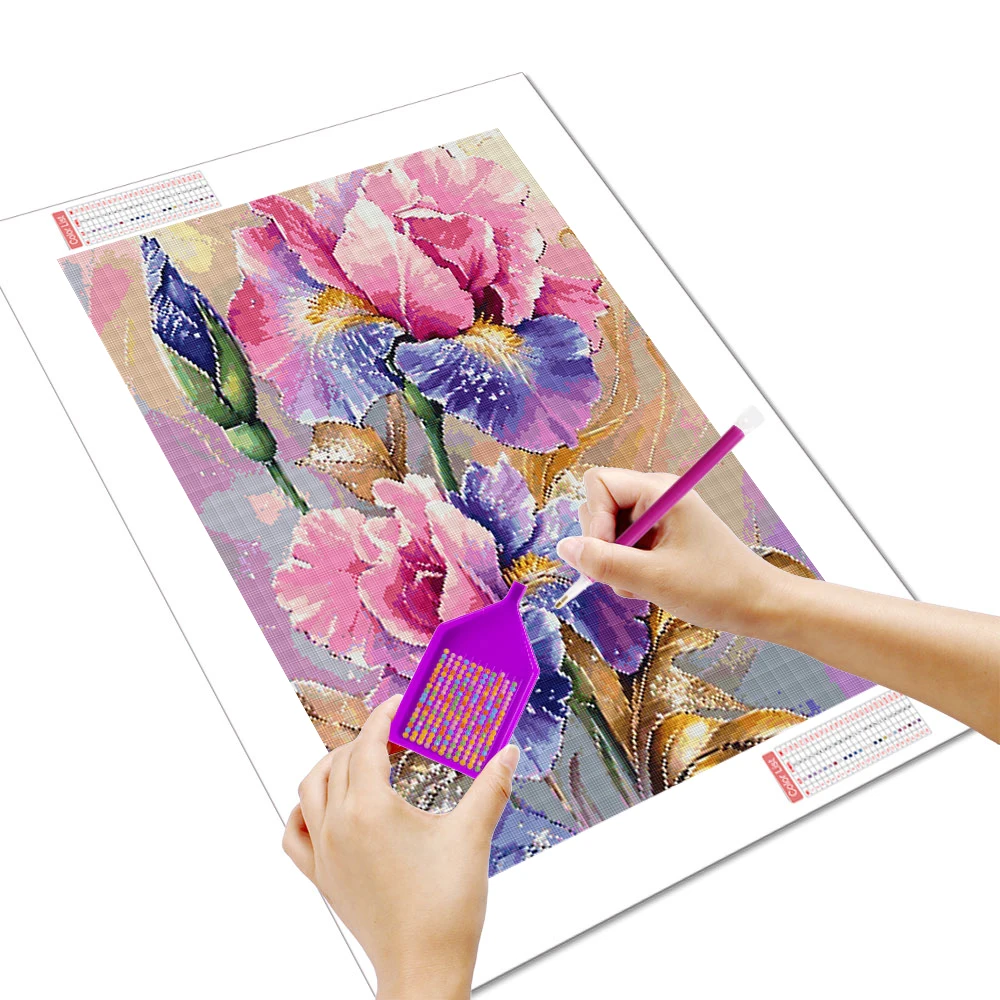 Huacan Full Diamond Painting Iris Diamond Mosaic Flower New Collection 2026 Decorative Paintings