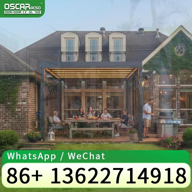 Easy Assembly Remote Control Pergola with Waterproof Aluminum Structure for Restaurant Patio Outdoor Area pergola