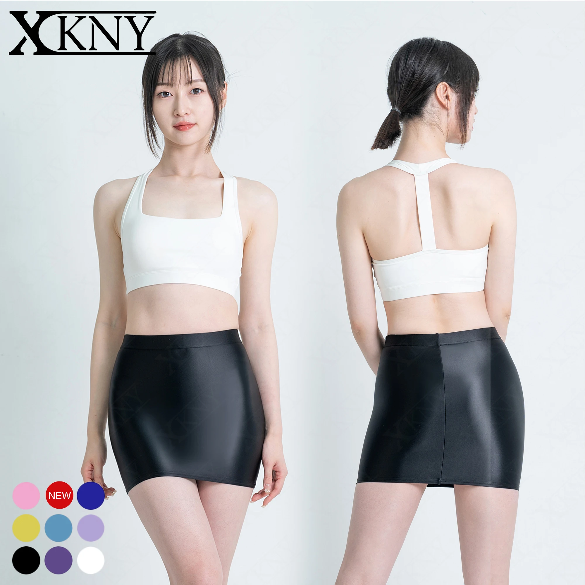 

XCKNY Satin Glossy Skirt Sexy Hip Wrap One Step Skirt Elastic Silk Smooth Half Body Short Skirt Silk Glossy Super Short Skirt