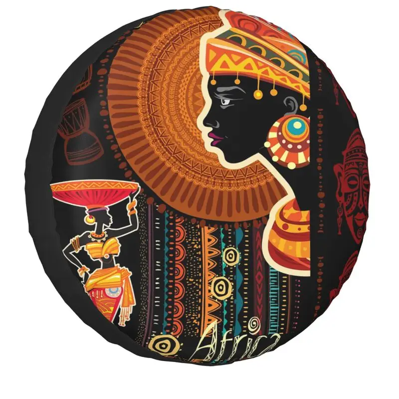 Abstract African Tribal Women Spare Wheel Tire Cover for Toyota Land Cruiser Prado Africa Jeep RV SUV 4WD 4x4 14