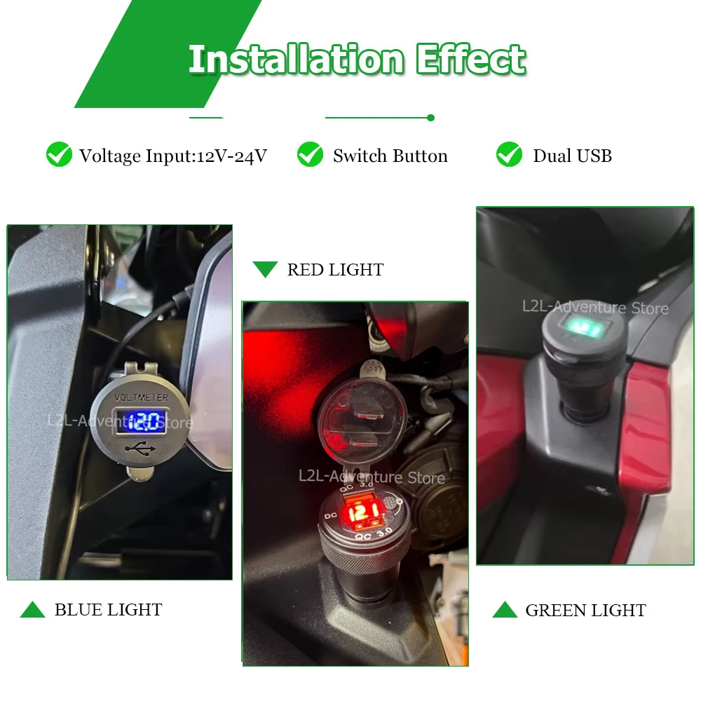 For Tiger 800 XC XCX XCA Motorcycle Dual USB Quick Charge For K1200 K1300 GT K1600 DIN Hella Plug For R NineT F750 F850 GS F800R
