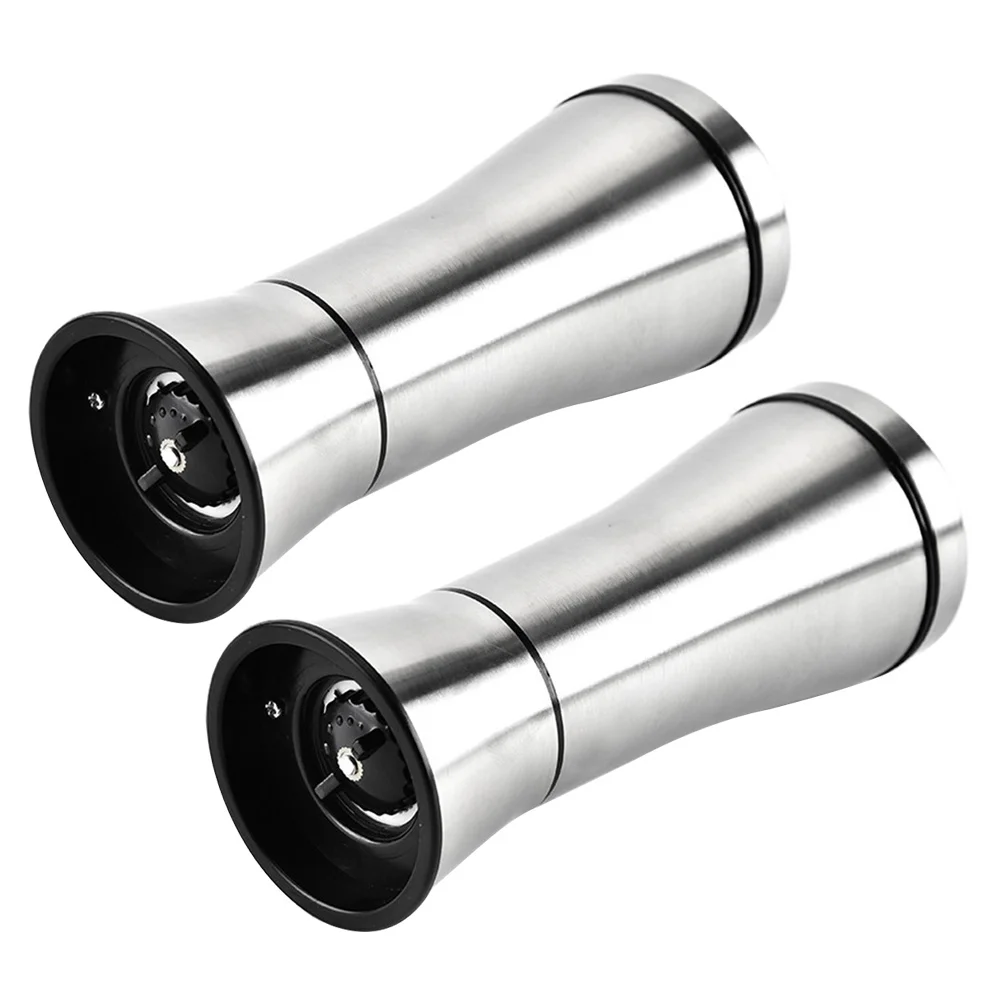 

2Pcs Manual Pepper Salt Grinding Tool Stainless Steel Mill Corrosion Resistant Refillable for Seasoning Solid Food Particles