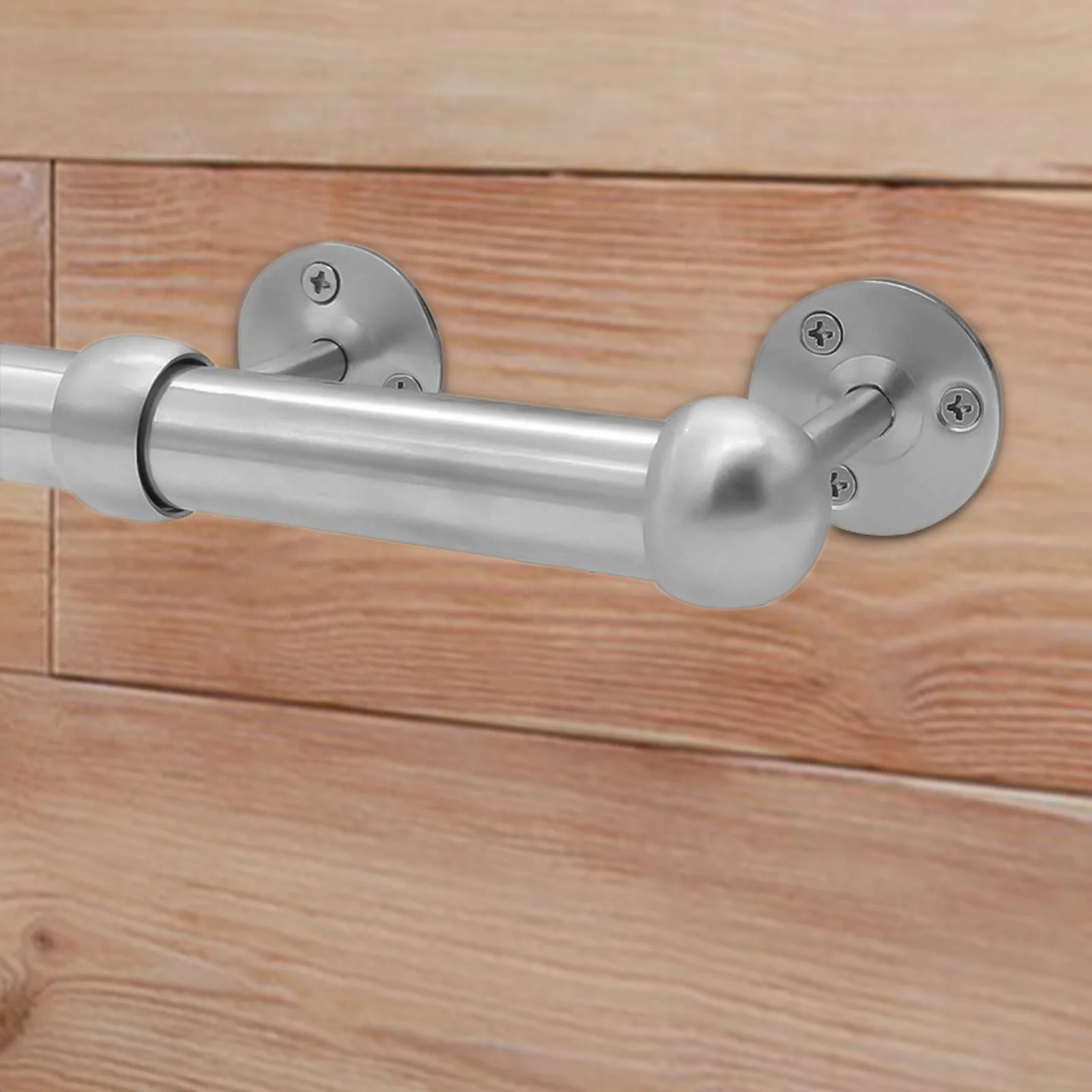 

2pcs Stainless Steel Wall Ceiling Mounted Curtain Rod Brackets Heavy Duty Closet Shower Support Holder For Wardrobe Cabinet