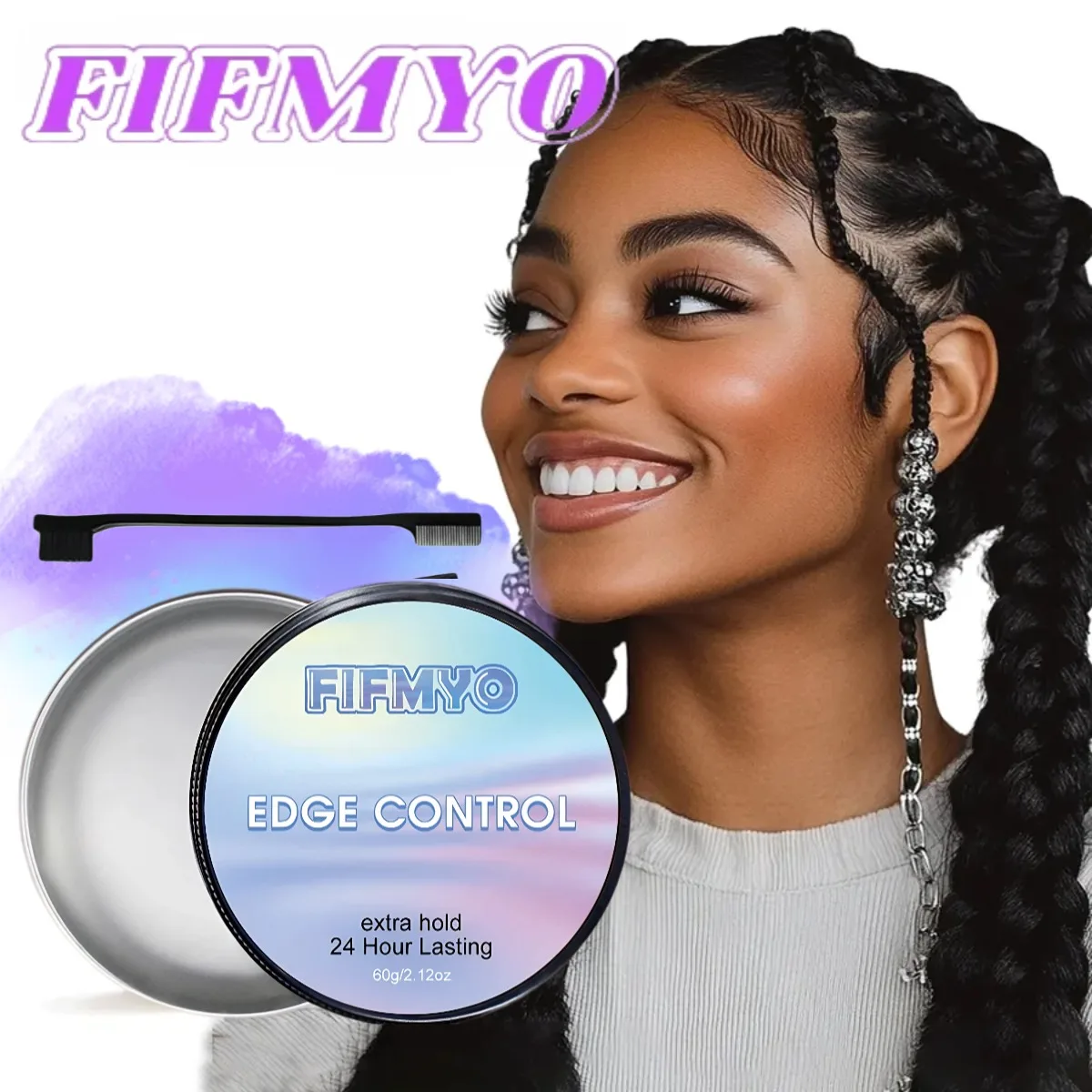 

FIFMYO Гель для контроля кромок с кистью и кистью Гель для волос для женщин Нежирный гладкий крем для укладки для всех типов волос Парики