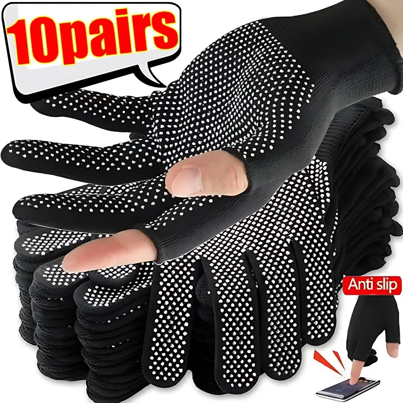 Guantes antideslizantes de nailon con pantalla táctil para hombre y mujer, guantes de medio dedo con protección solar antideslizante, transpirables, para verano, conducción al aire libre, deporte, Fitness