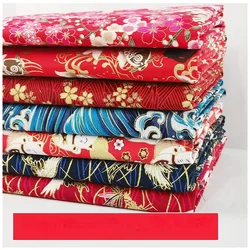 Printed Flower Japanese Fabric By Meter for Tablecloth Clothes Sewing Plain Cat Pattern Pure Cotton Bronzing Textile Comfortable