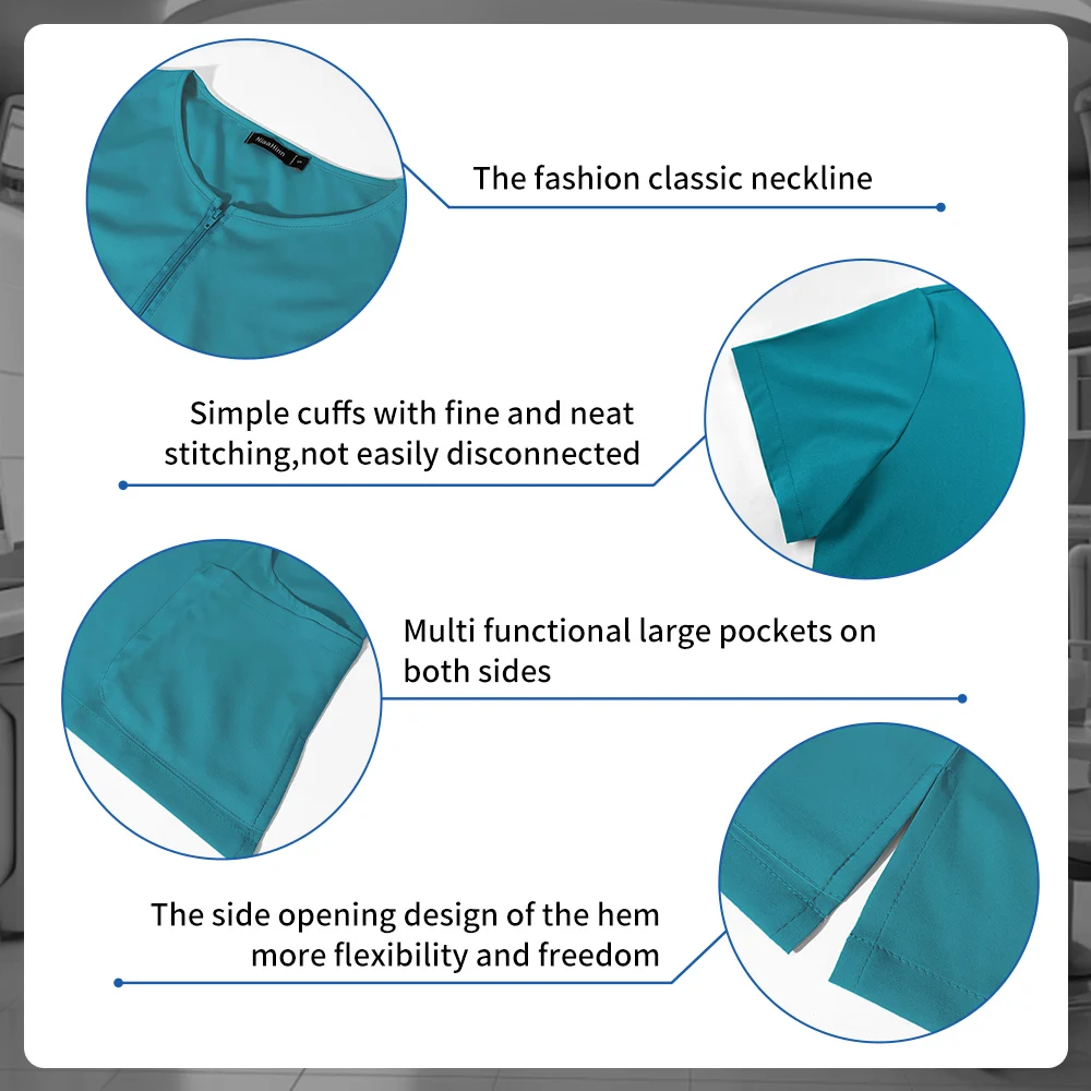 2 Stuks Verpleegster Uniformen Vrouwen Mannen Korte Mouwen V-hals Tops + Joggingbroek Scrubs Pakken Effen Kleur Ziekenhuis Arts werken Uniform