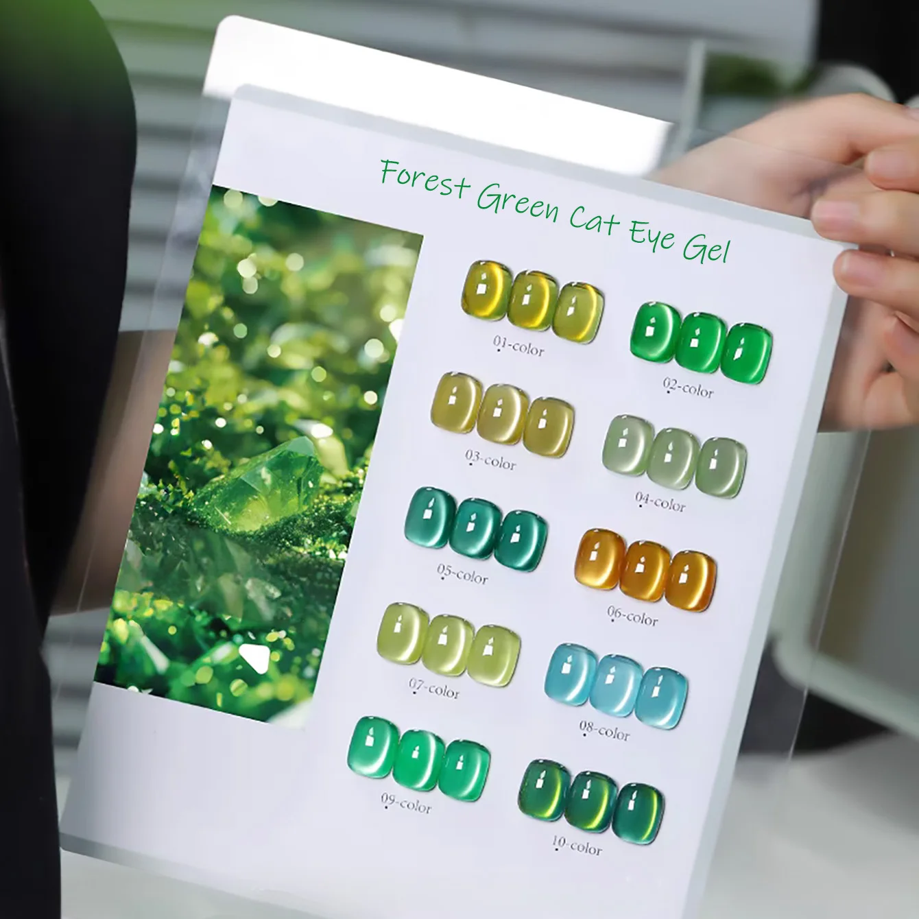 1pcs PSK Ice Transparent Whitening Green Series Glass Beads Cat Eye Gel Nail Polish Popular Green Glass Bead Cat Eye Nail Art