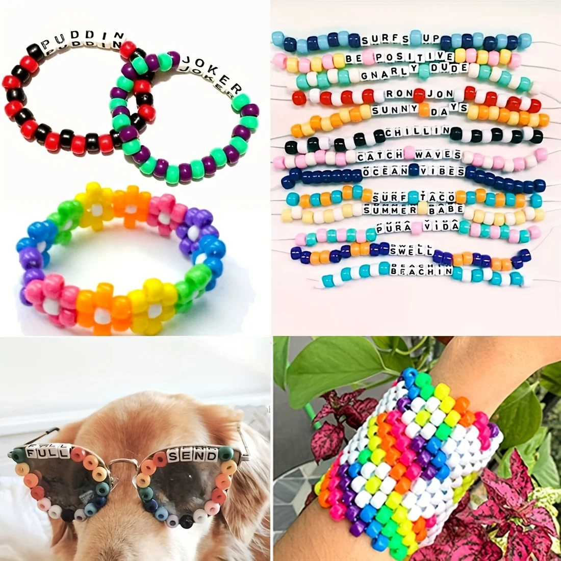 Cuentas espaciadoras cúbicas de plástico de colores para joyería, Kit de herramientas hechas a mano para pulsera y collar, 100/6x9mm, otras