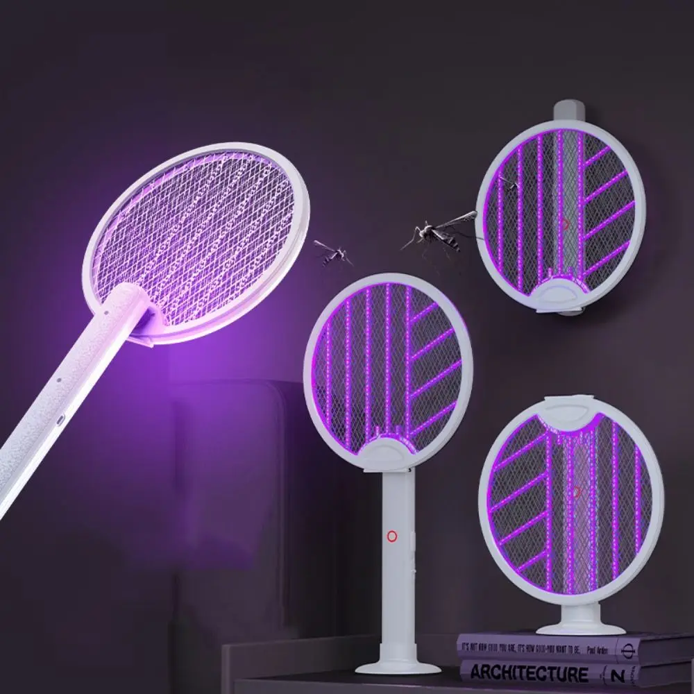 

Mosquito Racket 2 In 1 Electric Mosquito Swatter Foldable UV Light Fly Swatter Trap Automatic Household Bug Zapper Indoor