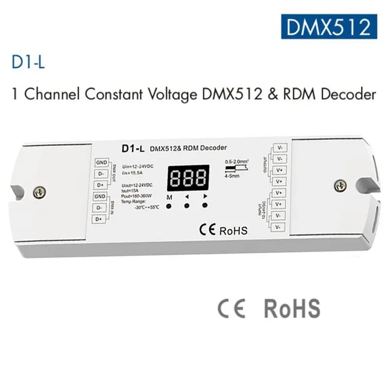 B68C DMX512 Decoder D1-L 1 Channel DMX512 RDM Decoder DMX Receiver With Digital Display Controller LED Dimmer Functionality