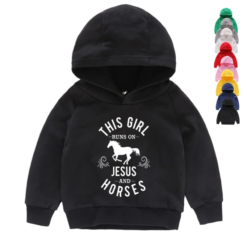 Kids Horse Customization Hoodies Child Pink Pullover Boys Long Sleeve Sweatshirts Girl Hoodies Toddler Clothing Boy Girl Clothes