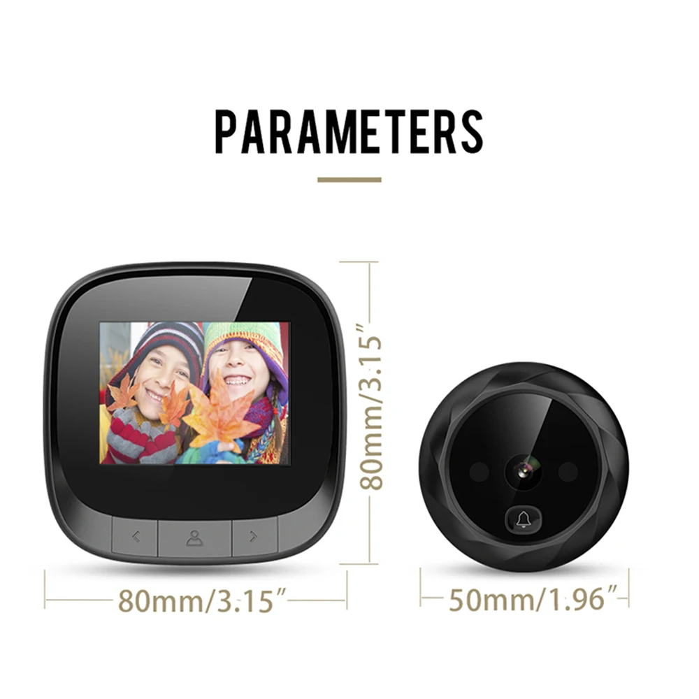 كاميرا فيديو ثقب الباب الذكية من Anjielosmart مقاس 2.4 بوصة مزودة بكاميرا مراقبة داخلية للأماكن الخارجية والرؤية الليلية بالأشعة تحت الحمراء لحماية الشقة