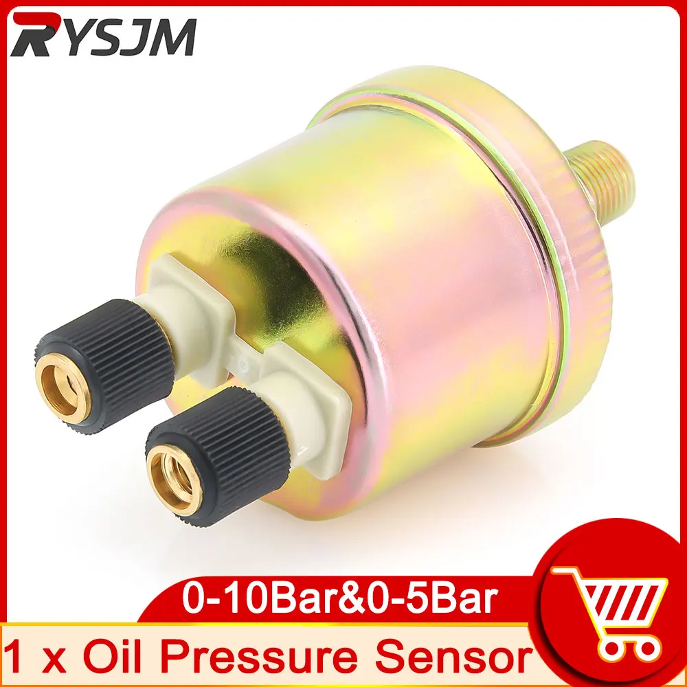 1/8 NPT Engine Oil Pressure Sensor Gauge 10mm 0-5BAR 0-10BAR Sender Switch Sending Unit Replacement Oil Pressure Gauge Sensors