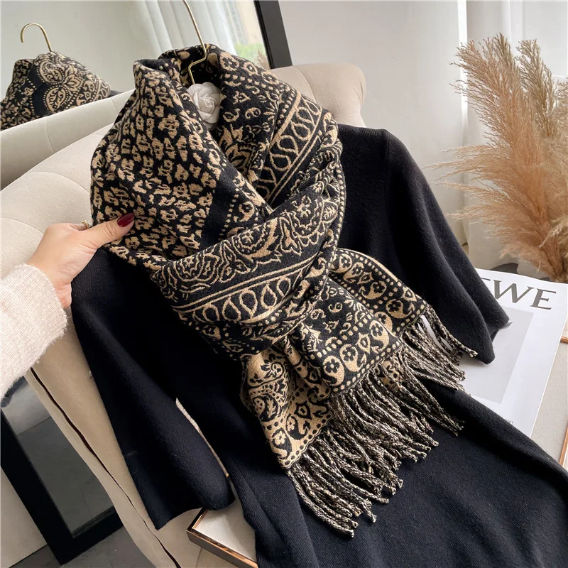 

New Winter Warm Cashmere Wraps Women Scarf Luxury Design Pashmina Thick Shawl Blanket Travel Poncho Stoles