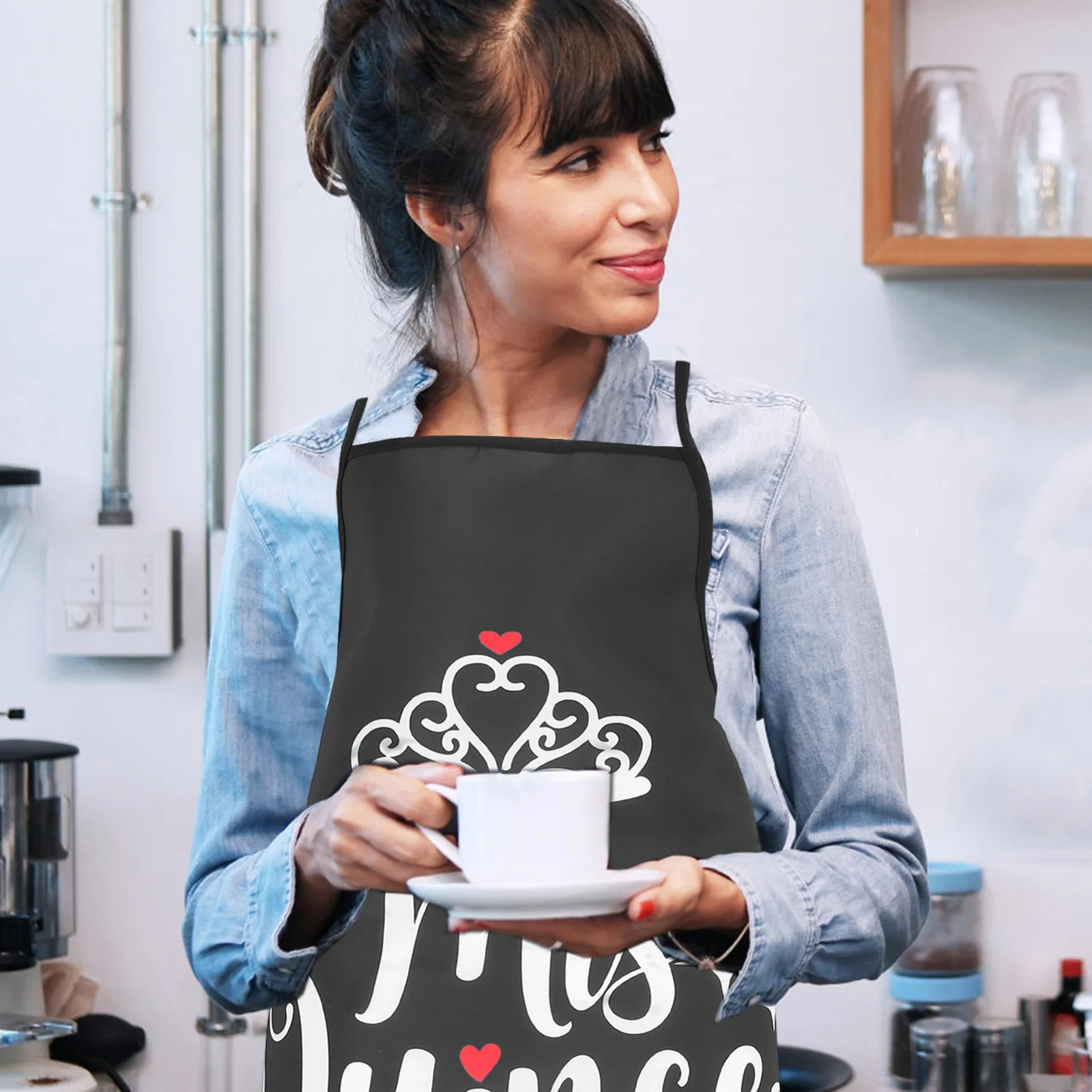 

1Pair Couples Valentine Apron Set Romantic Letter Print Kitchen Cooking Baking Grill Aprons for Him and Her Cute Matching Outfit