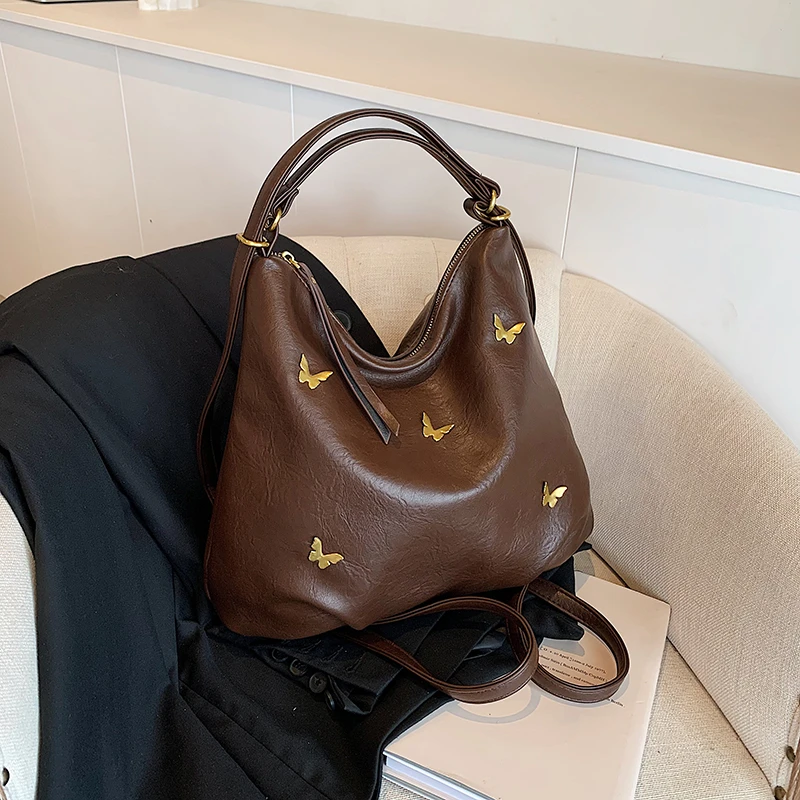 

PU Solid Color Zipper Bow Casual Tote 2026 High Quality Fashion Bags Large Capacity Temperament Versatile Shoulder Bags