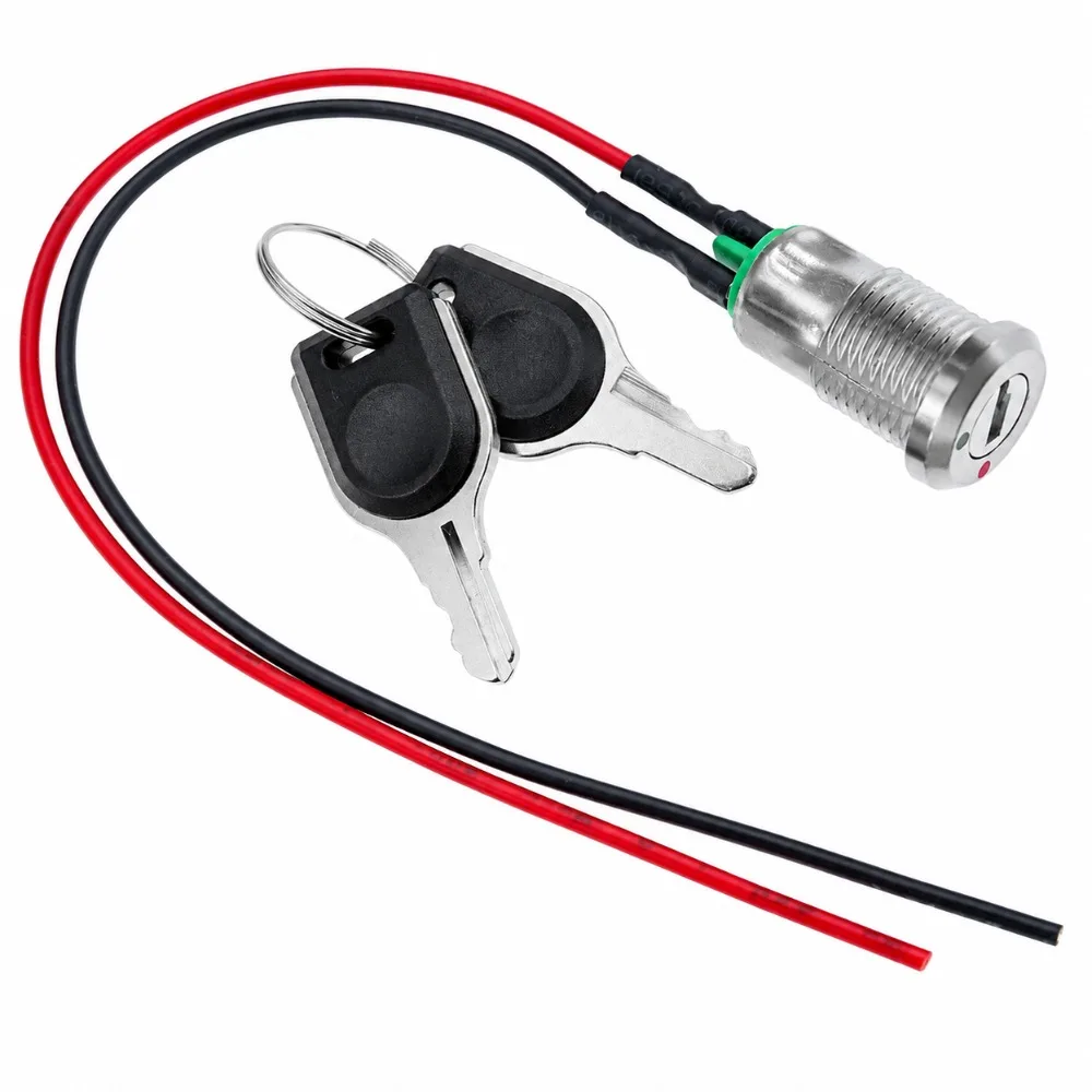 12mm Diameter Key Lock Switch 2 Position ON OFF Function Metal Key Switch Tubular Terminals Prewired Key Switch Control Panel