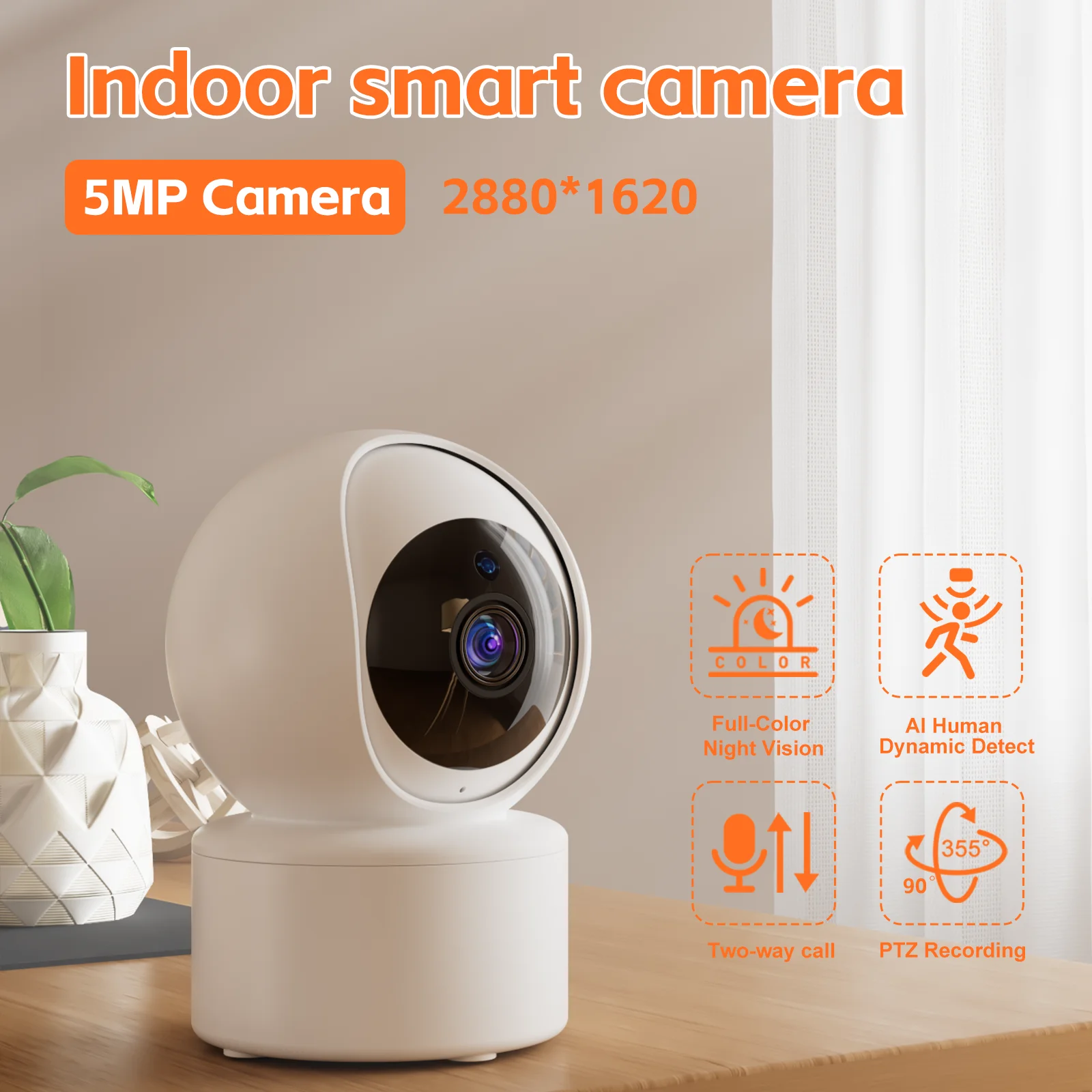 Imagem -02 - Interior Câmera de Vigilância ip sem Fio Home Security Baby Monitor Visão Noturna Rastreamento Inteligente Wi-fi Conversa Bidirecional 5mp