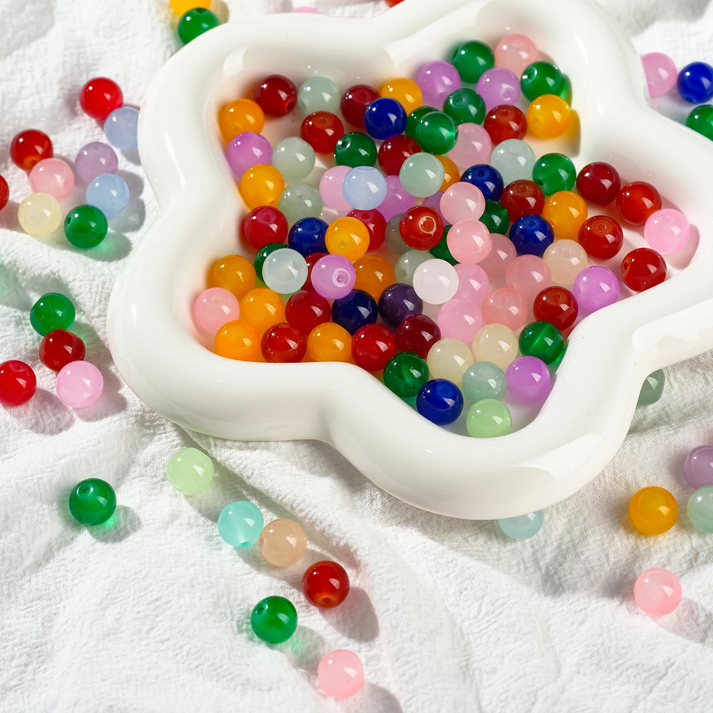 20/50pcs 4.5/6.5/8.5/10.5mm Glass Imitation Jade Round Beads Colored Spacer Beads for DIY Bracelet Jewelry Making Findings