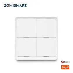 Zemismart 4 Gang Tuya Zigbee Wireless Switch Battery Power Sticker Smart Life App Control Scene Control Home Devices