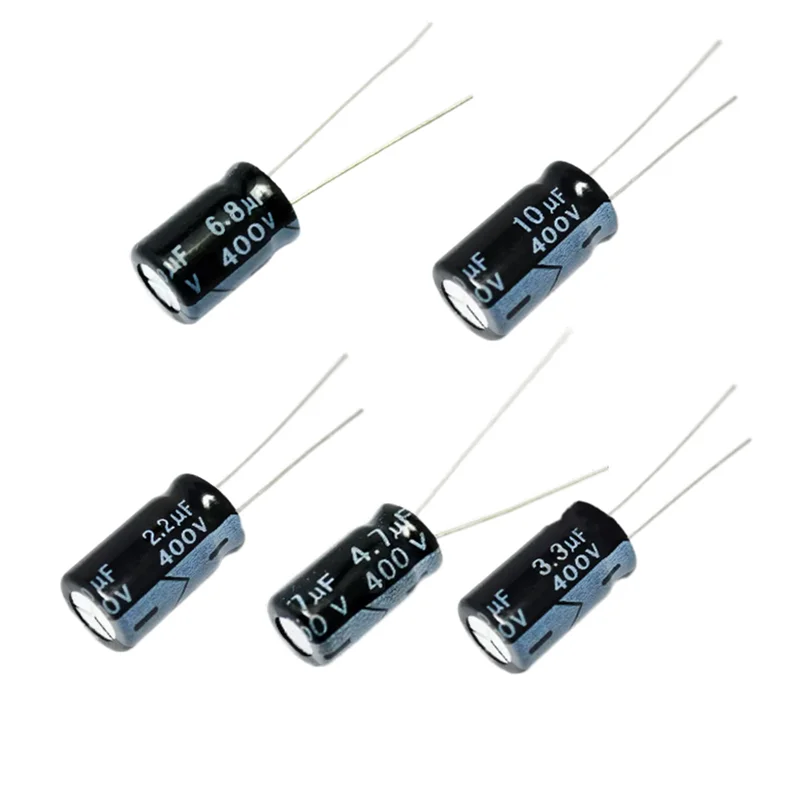 10pcs 400V 2.2UF 3.3UF 4.7UF 6.8F 8.2UF 10UF 8X12mm aluminum electrolytic capacitor 2.2UF 3.3UF 4.7UF 6.8UF 8.2UF 10UF 400V  20%