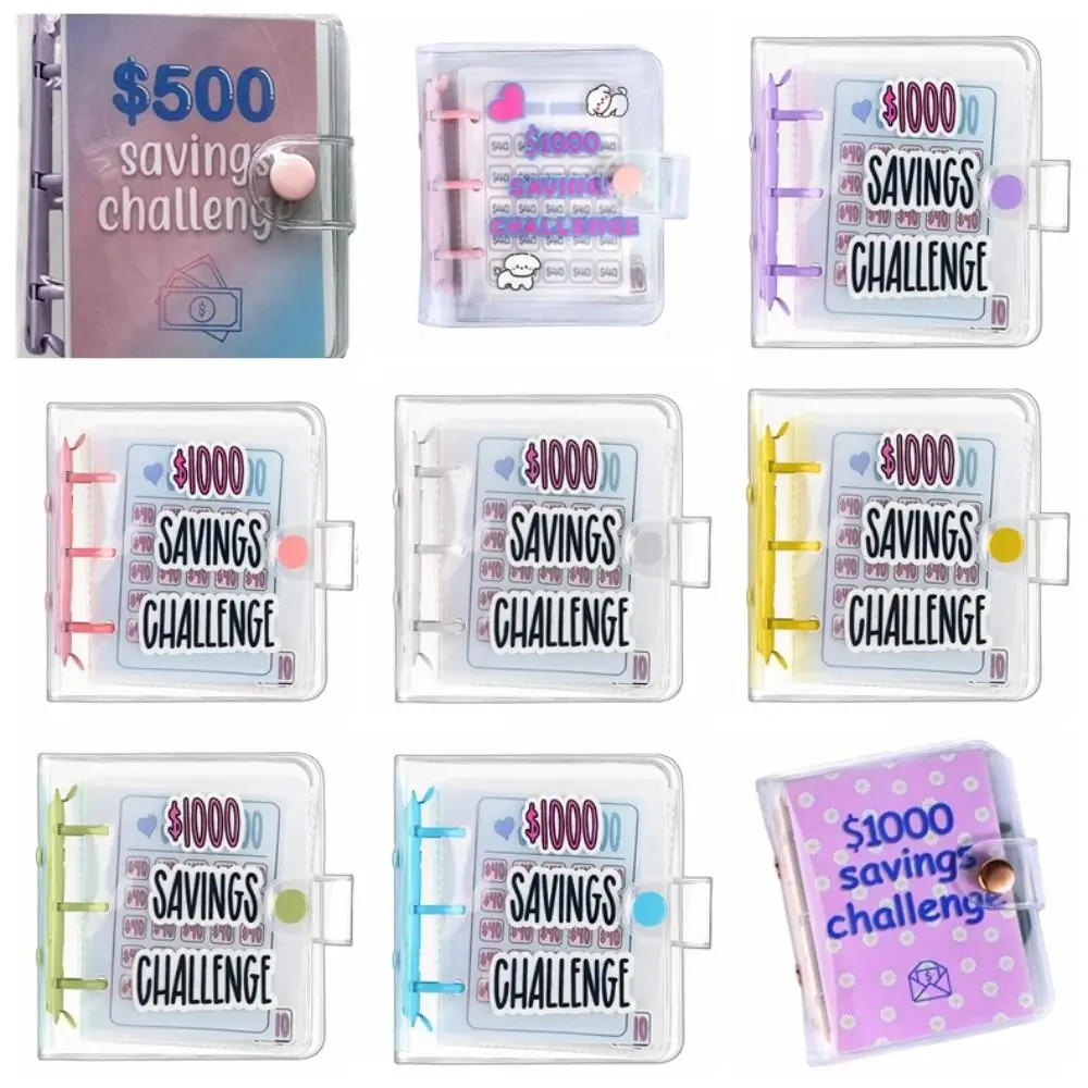 Mini Money Saving Binder PVC Cash Envelopes Mini Budget Binder $150/300/500/1000 Waterproof Savings Challenges Book Save Money