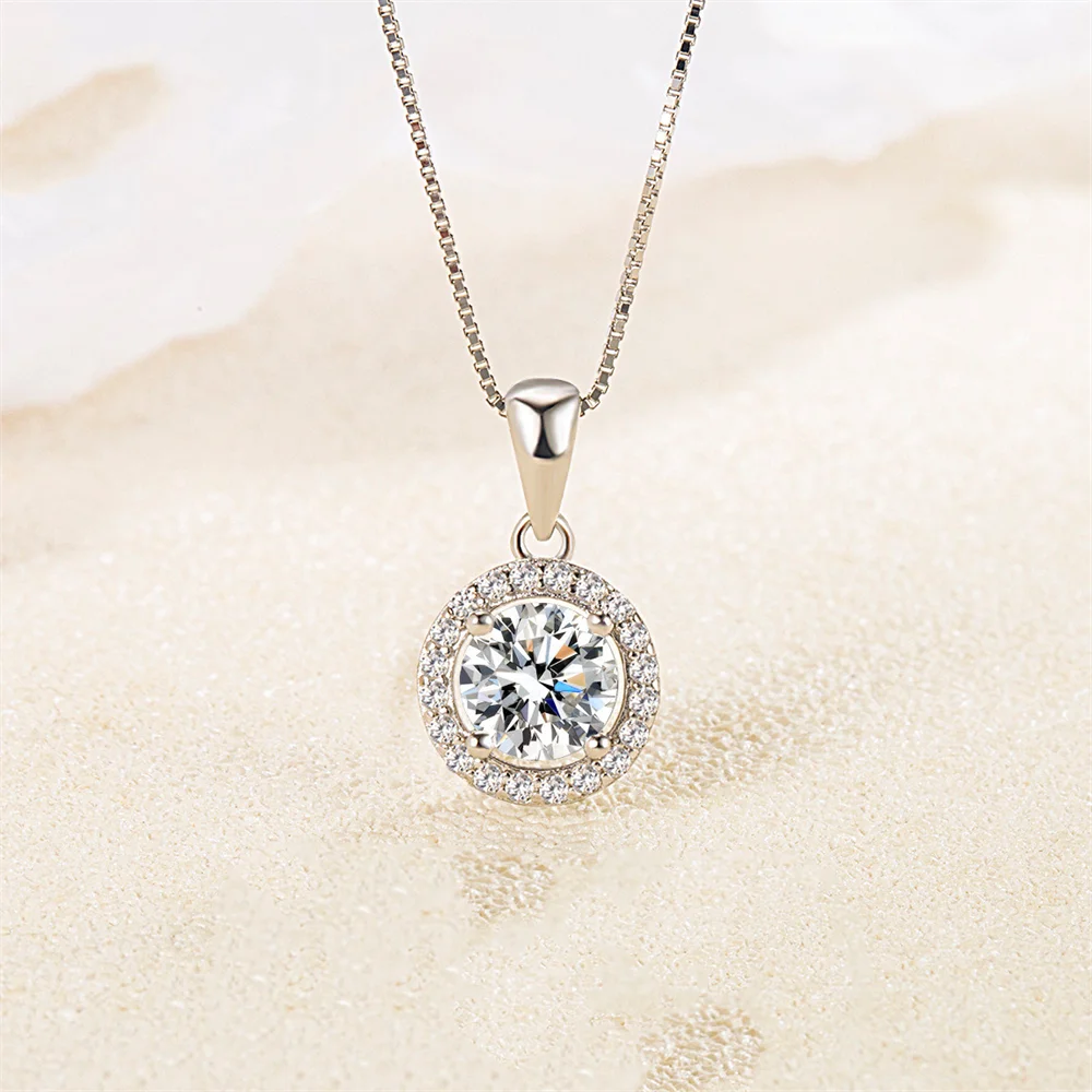 

Euro-American S925 Sterling Silver Necklace, Princess Round Bag Design, Round INS Pendant Women's Sweater Chain