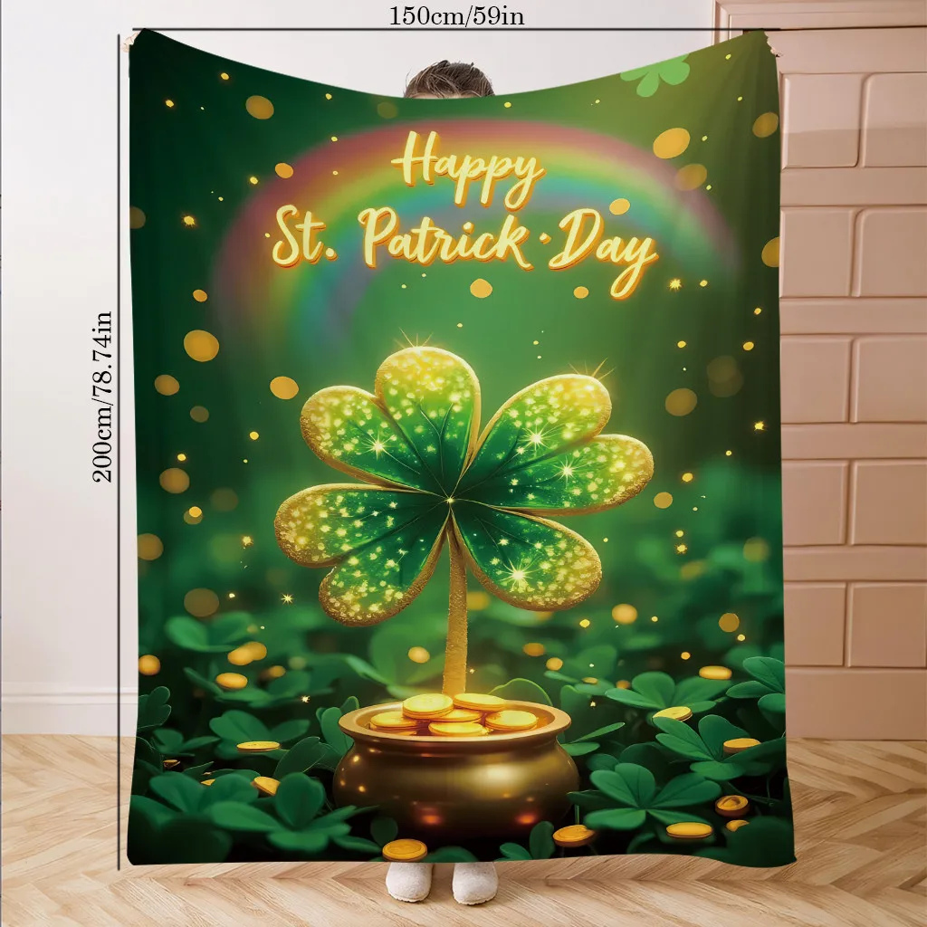 

St. Patrick's Day Lucky Clover Blanket - Soft Flannel Throw