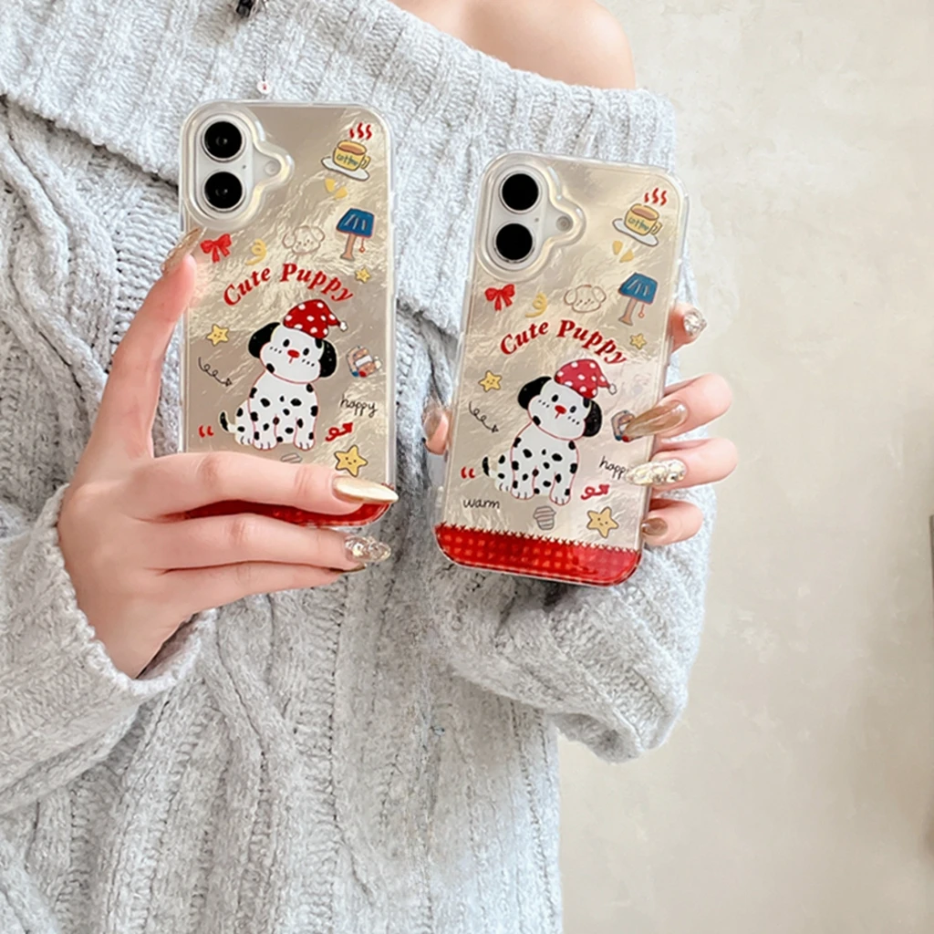 Cartoon Cute Wave Point Puppy Bowknot Stars Iceberg Pattern Cover Case for iPhone 16 15 14 13 Pro Max Phone Case