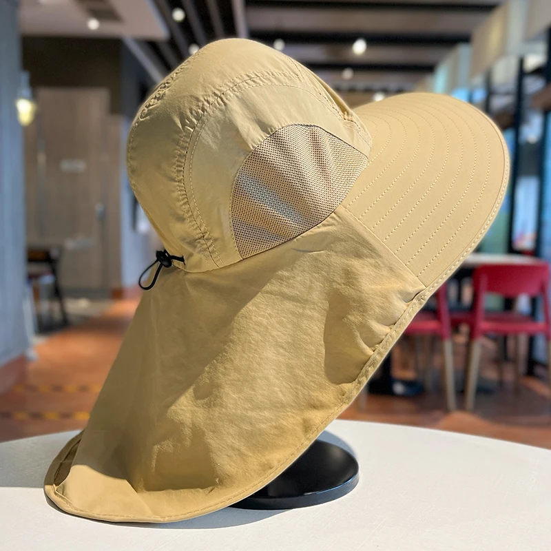 

Men's Waterproof Quick-Dry Bucket Hat Wide Brim with Detachable Cape for Hiking Fishing - UPF50+ Sun Protection