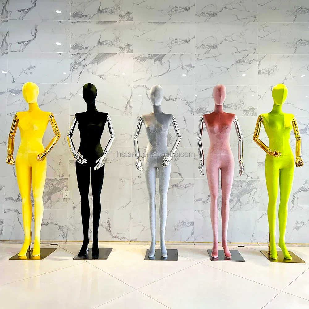 Stainless Steel Flannel Covered Full Body Mannequin for Bride Dress Clothes Display Quality Female Showroom Window Display